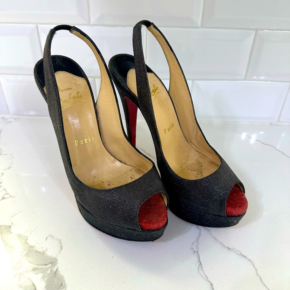 Christian Louboutin Black Sparkle Heel